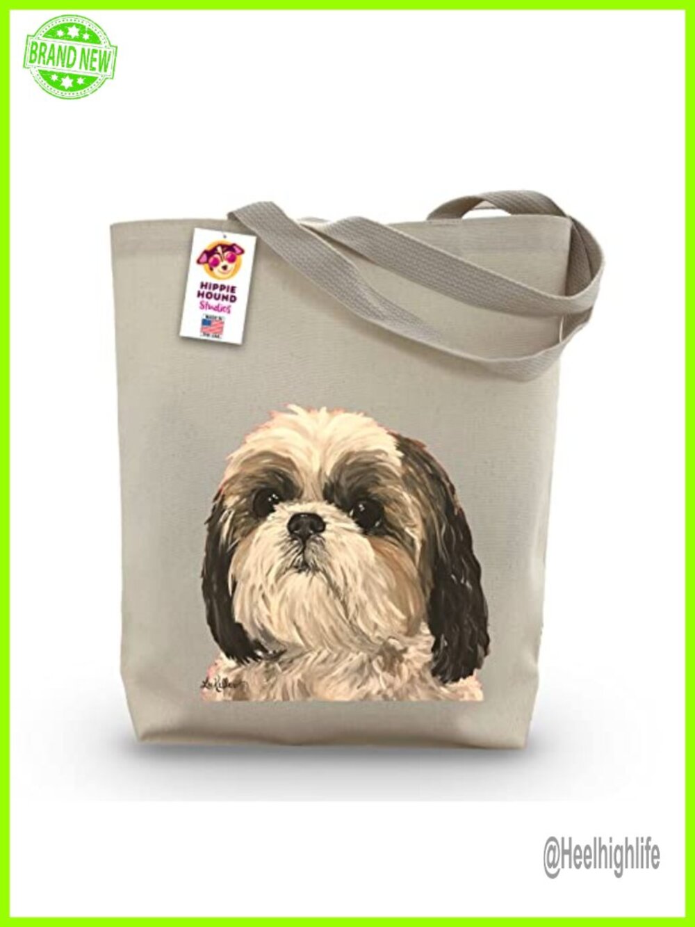 Canvas Tote Bag Handmade USA Shih Tzu Dog Lover Gift Heavyweight Reusable